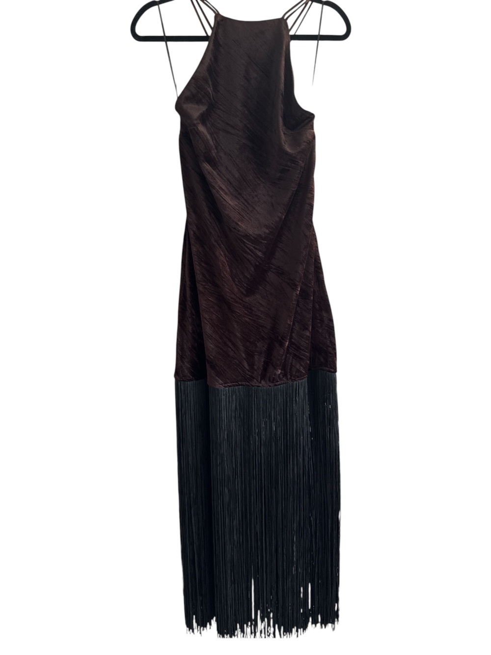 Zara elegance Chocolate Brown with Fringe Evening Dress